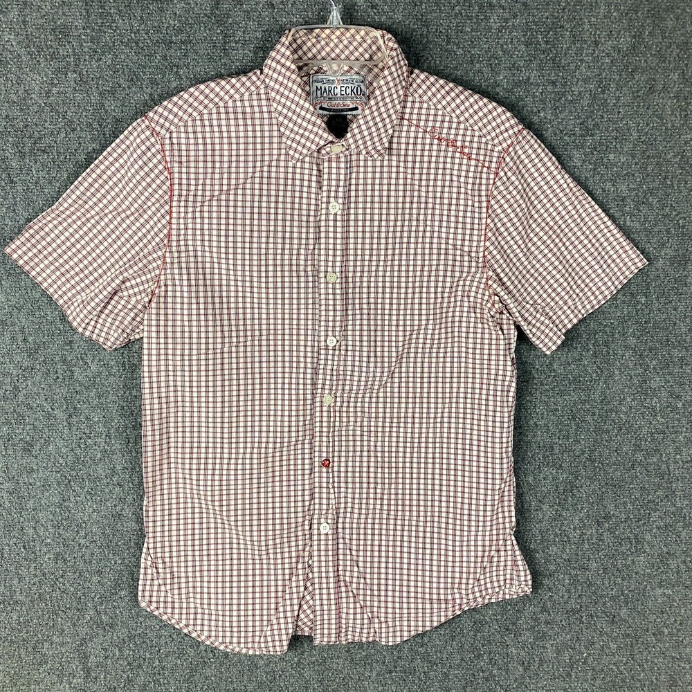 Marc Ecko Button Up Shirt Men's Medium Cut & Dew Short Sleeve 100% Cotton M